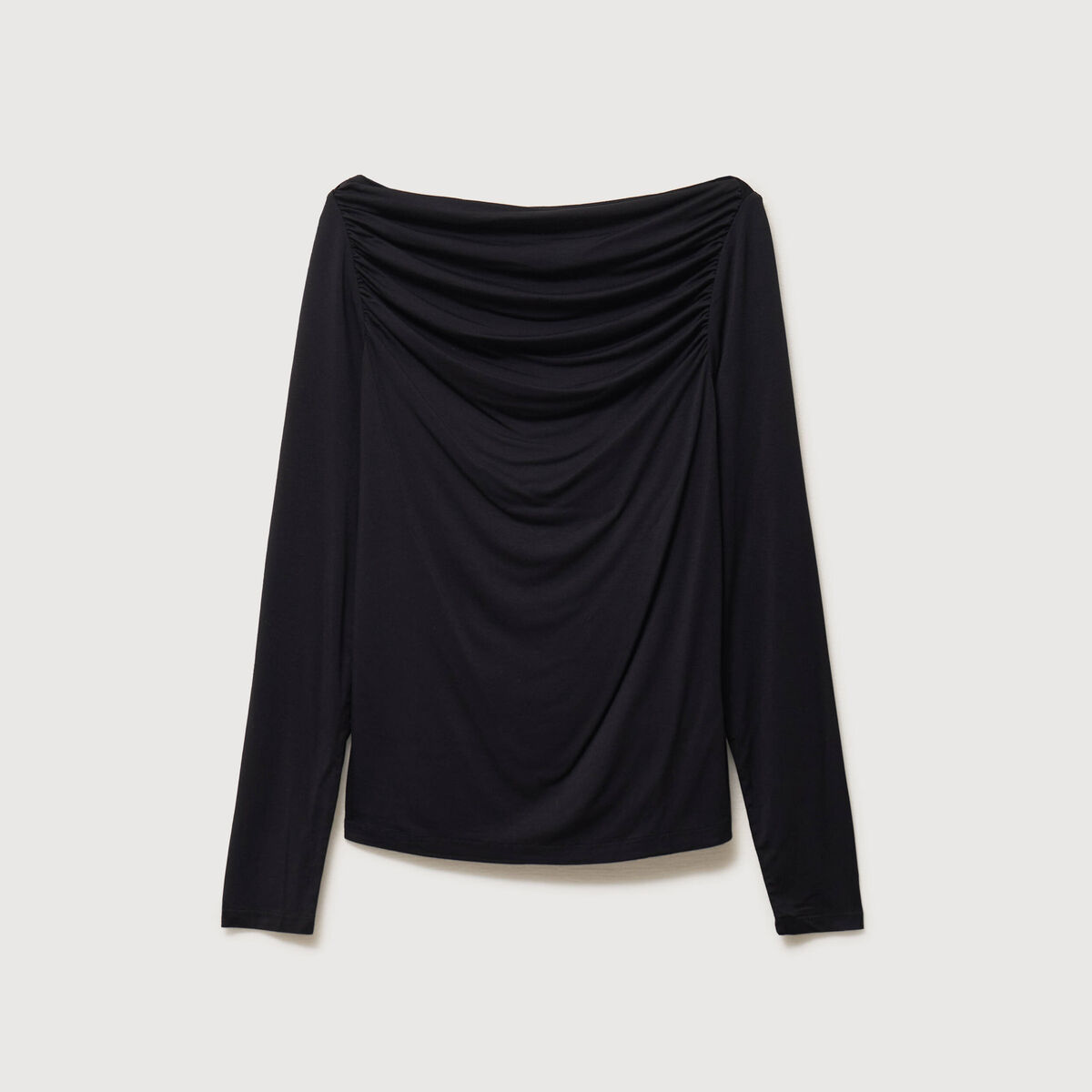 T-shirt ajust&eacute; manches longues bardot noir femme
