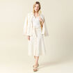 Jupe midi trapèze denim blanc femme