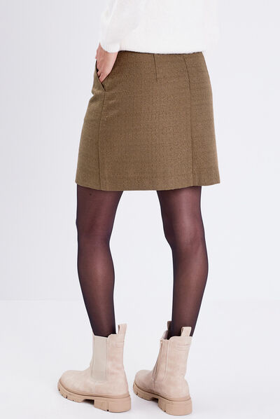 Jupe droite vert olive femme