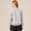 Sweat col camionneur boutonné gris femme