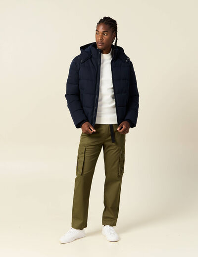 Doudoune capuche amovible bleu marine homme