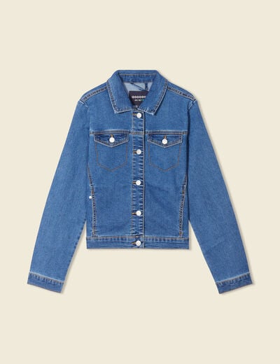 Veste ajust&eacute;e en jeans manches longues denim stone femme