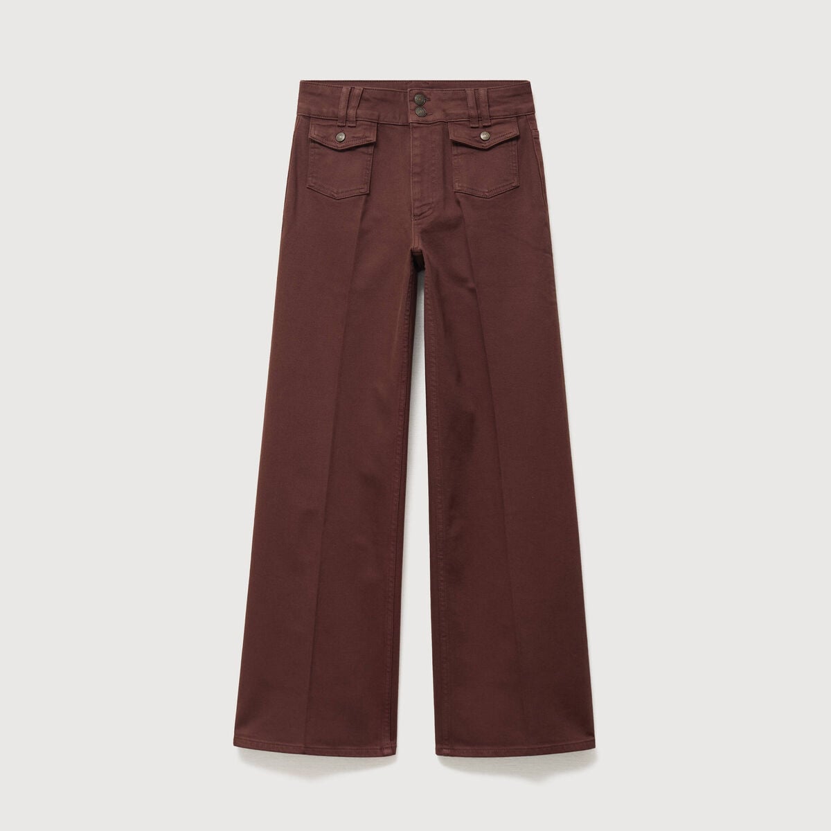 Jeans flare taille haute marron femme