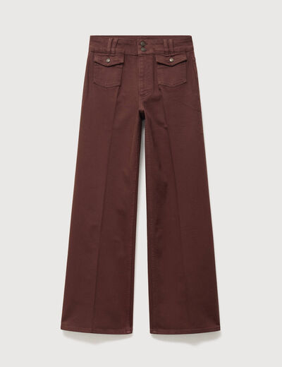 Jeans flare taille haute marron femme