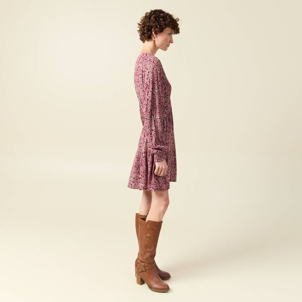 Robe évasée fluide bordeaux femme