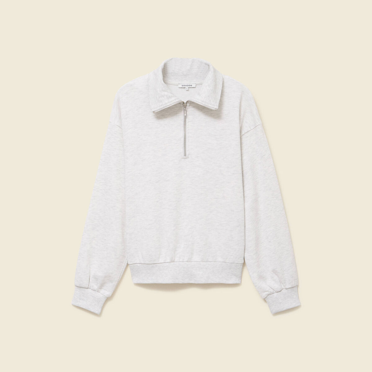 Sweat manches longues col camionneur gris femme