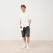 Sweat ample col rond manches courtes ecru homme