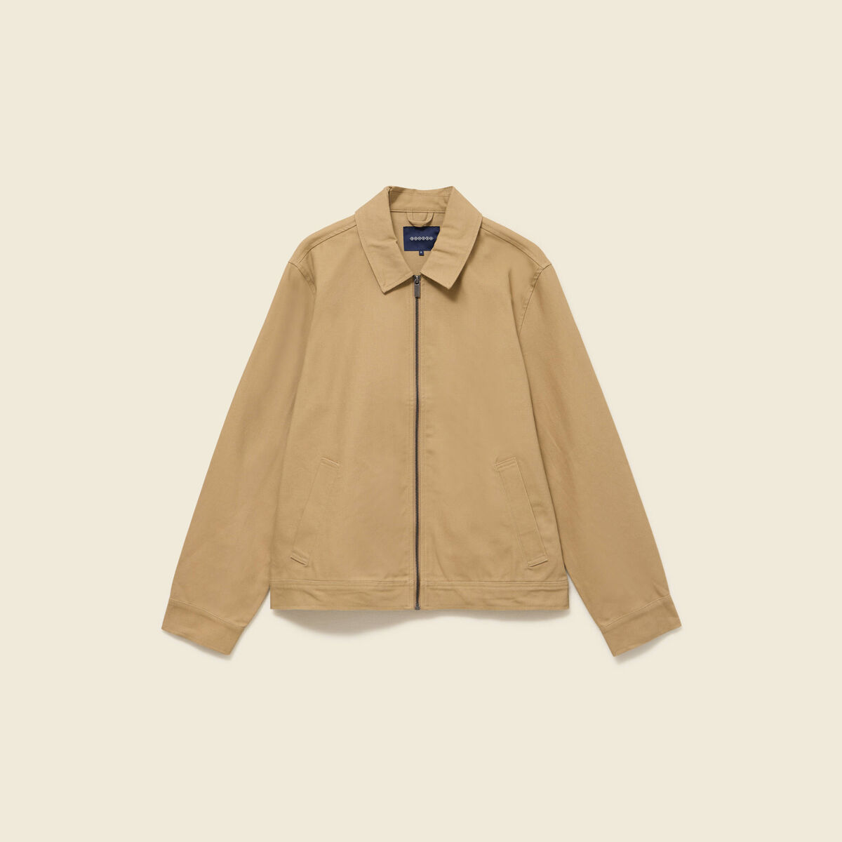 Blouson droit court en coton beige homme