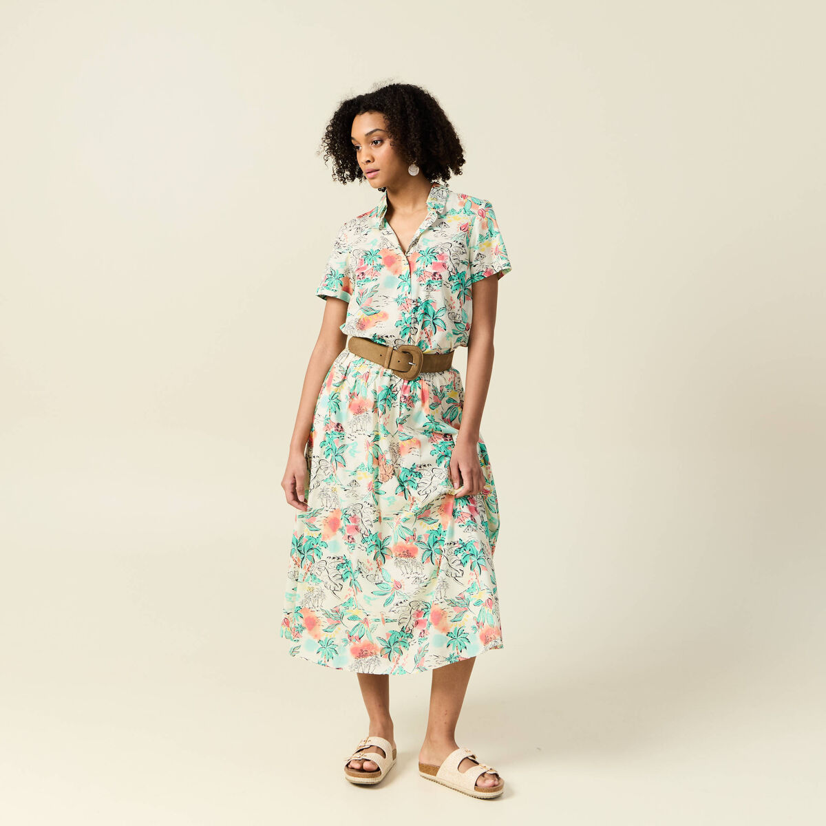 Jupe longue évasée blanc femme