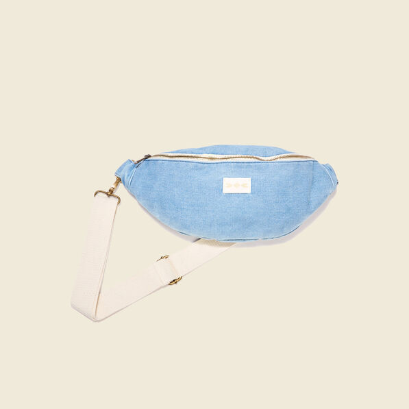 Sac banane en jean denim bleach femme