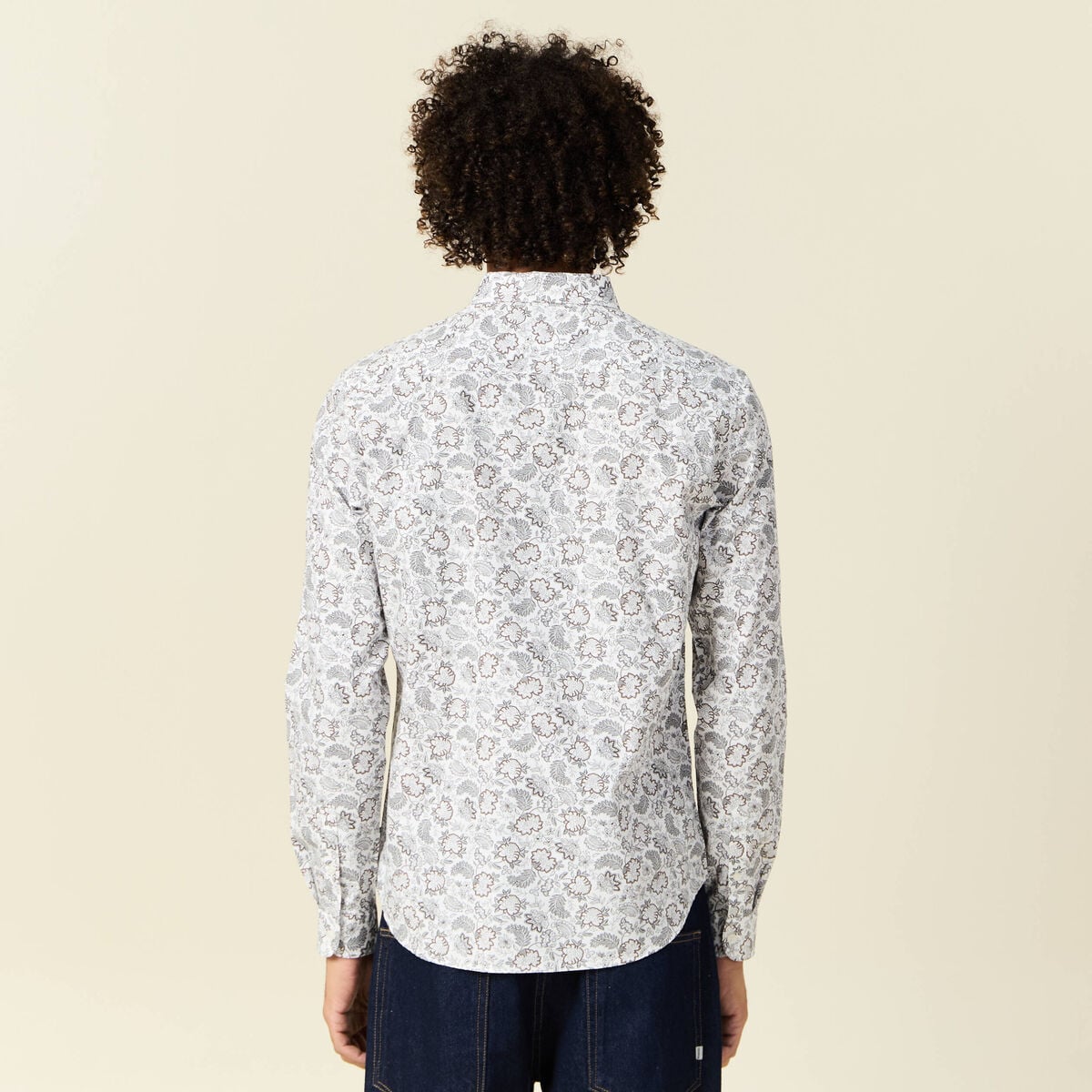 Chemise en coton manches longues blanc homme