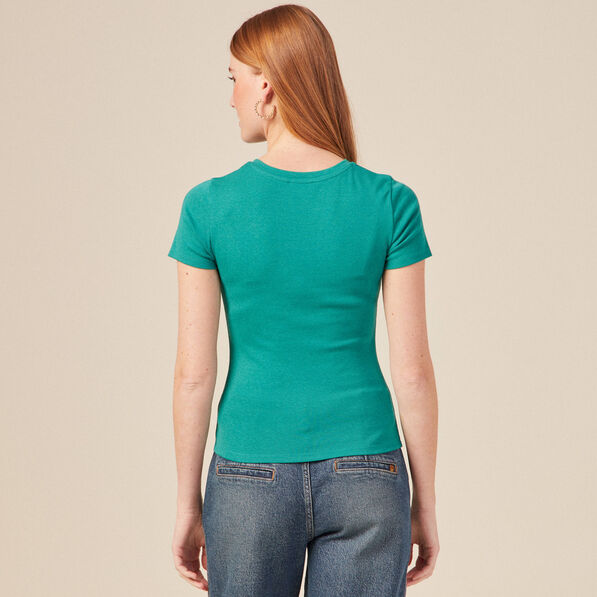 T-shirt manches courtes vert turquoise femme