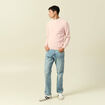 Pull fin col rond manches longues rose poudr&eacute;e homme