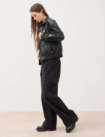 Blouson oversize manches longues noir femme