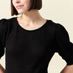 Pull manches courtes ajouré noir femme