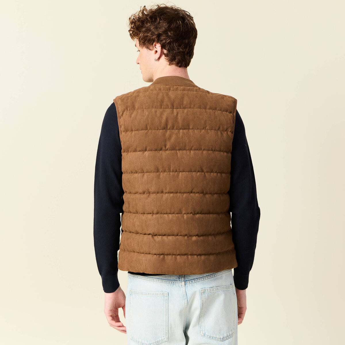 Doudoune sans manches doubl&eacute;e marron homme