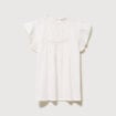Top col rond manches courtes en coton ecru femme