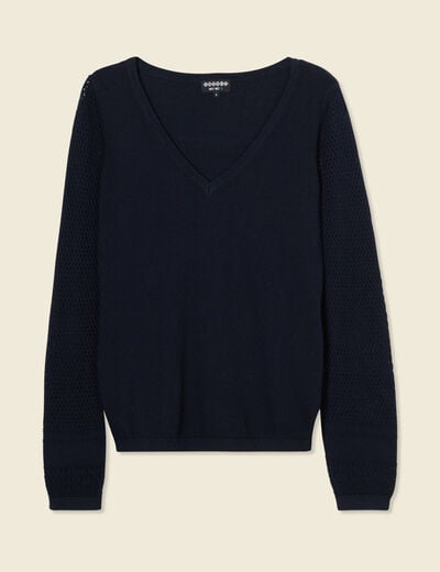 Pull à manches longues bleu marine femme