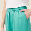 Pantalon large fluide satin bleu turquoise femme