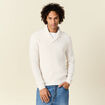 Pull manches longues col ch&acirc;le ecru homme