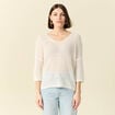 Pull col en V éco-responsable ecru femme