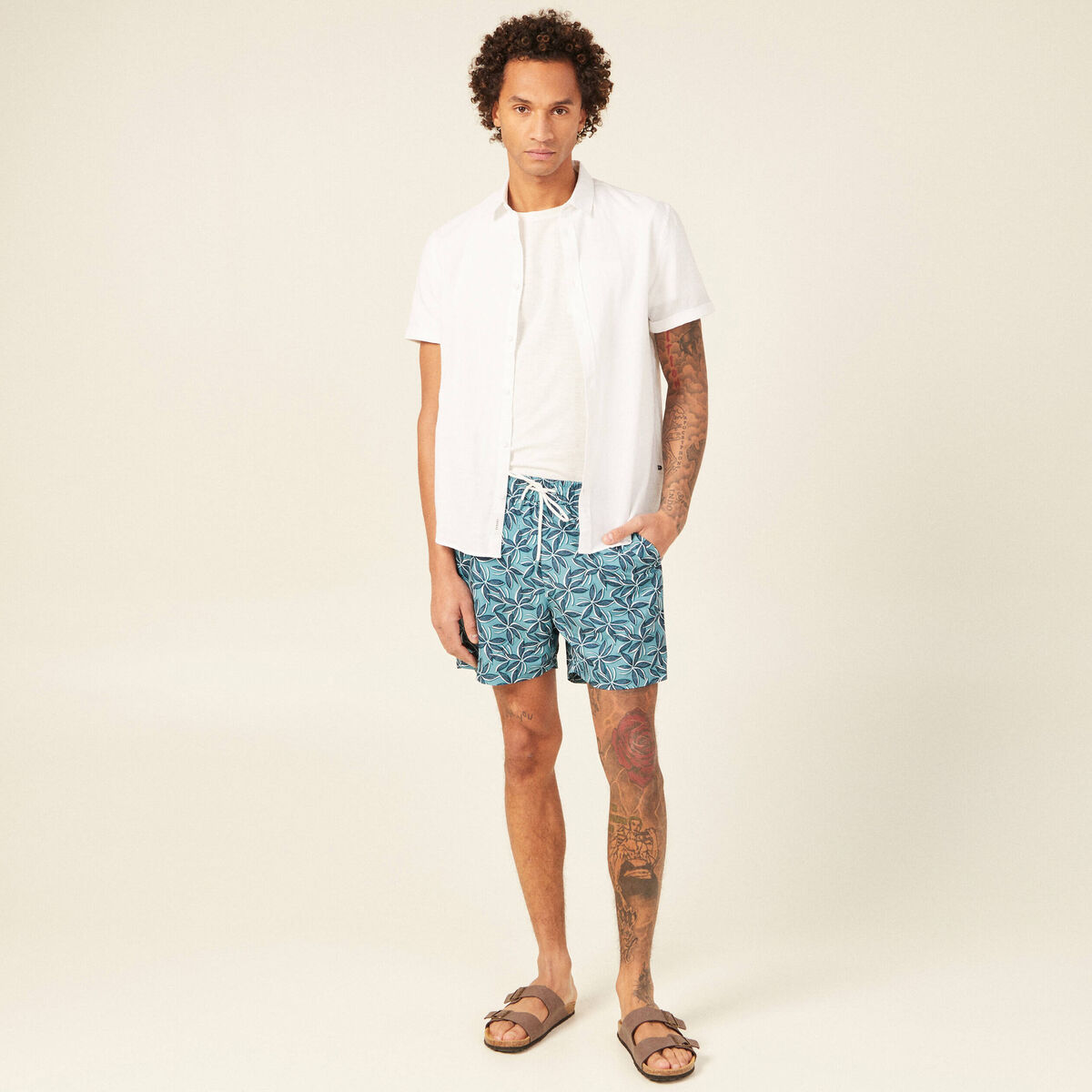 Short de bain bleu p&eacute;trole homme