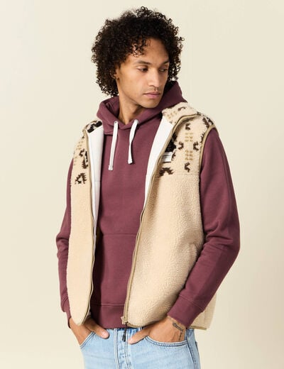 Gilet sans manches zippé ecru homme