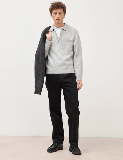 Pull droit manches longues gris homme
