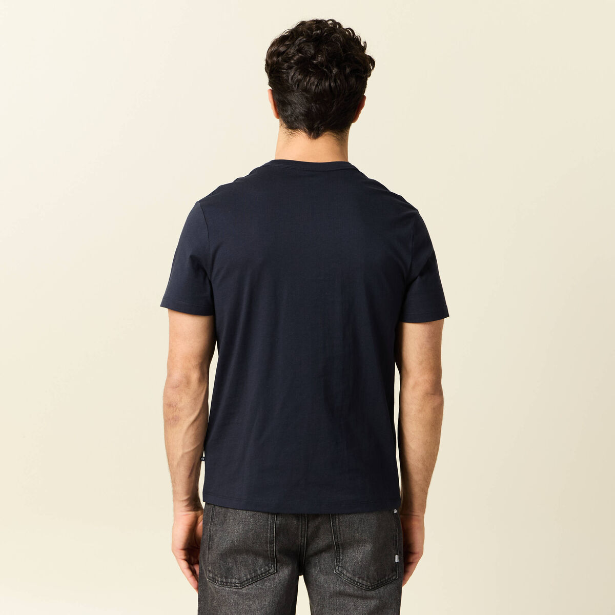 T-shirt en coton manches courtes bleu marine homme