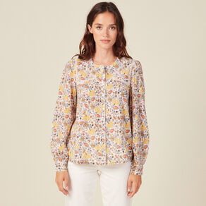 Blouse manches longues beige femme