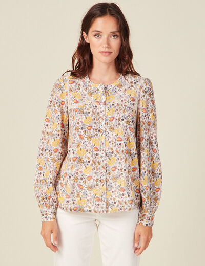 Blouse manches longues beige femme