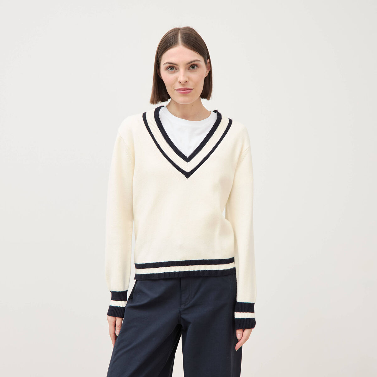 Pull manches longues ecru femme