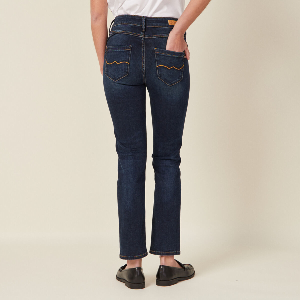 Jeans regular 7/8ème denim brut femme