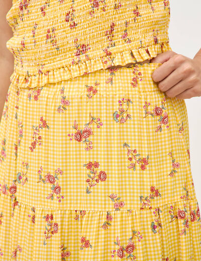 Jupe longue &eacute;vas&eacute;e fluide jaune femme