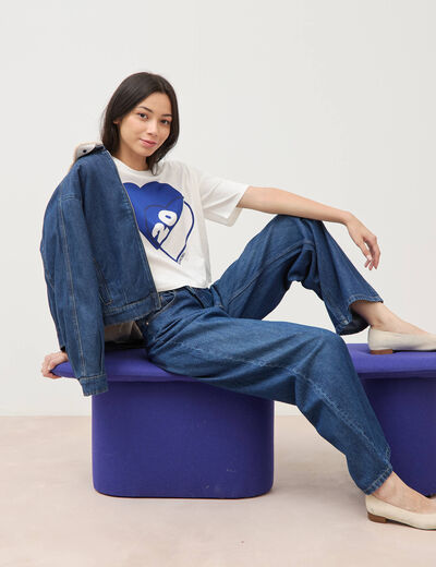 Blouson oversize en jeans doubl&eacute; denim stone femme