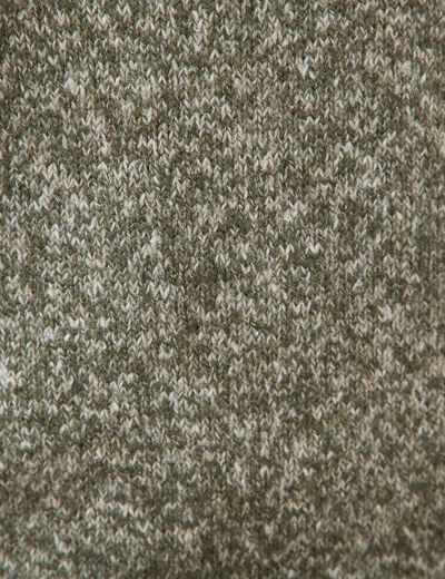 Pull droit tweed manches longues vert kaki homme