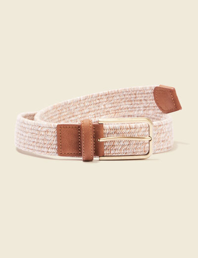 Ceinture tressée beige homme