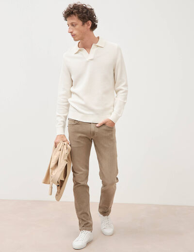 Jeans straight longueur 34 denim denim beige homme