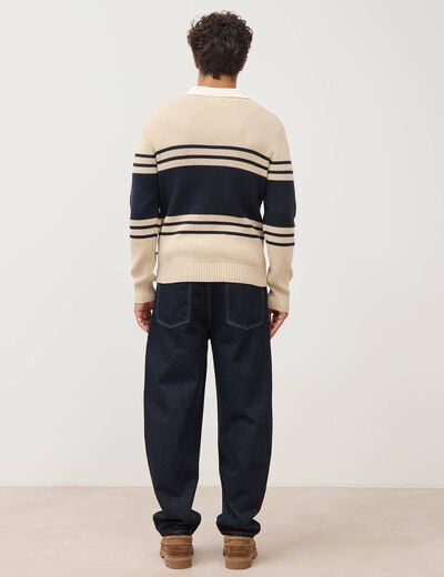 Pull manches longues en coton beige homme