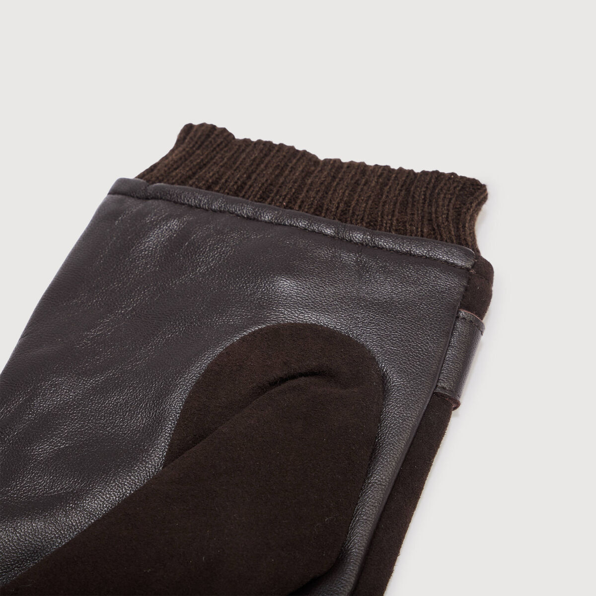 Gants en cuir avec doublure marron homme