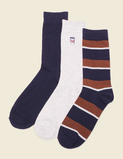 Lot 3 paires chaussettes bleu marine homme