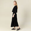 Jupe longue évasée brodée noir femme