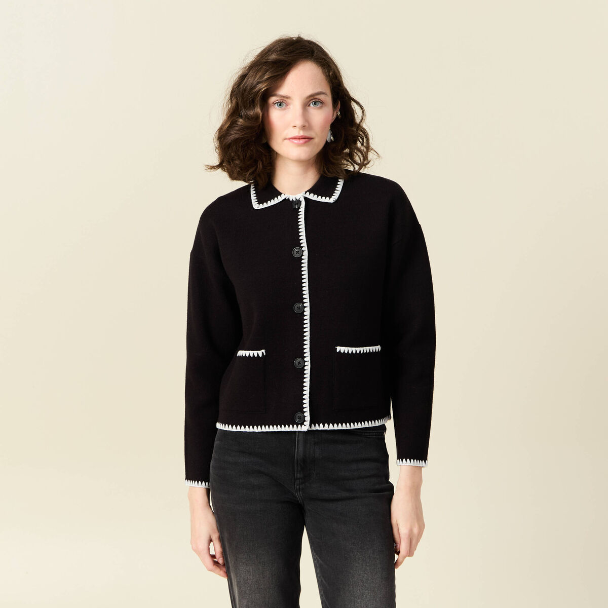 Gilet manches longues noir femme