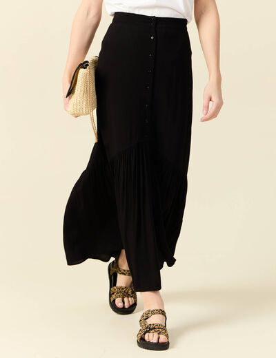 Jupe longue évasée noir femme