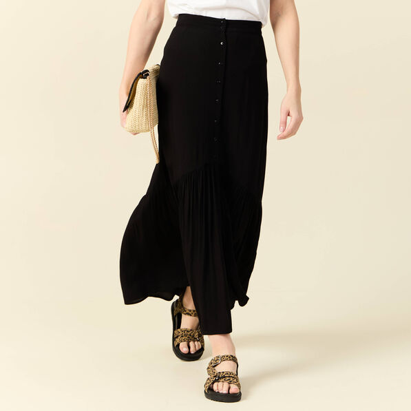Jupe longue évasée noir femme