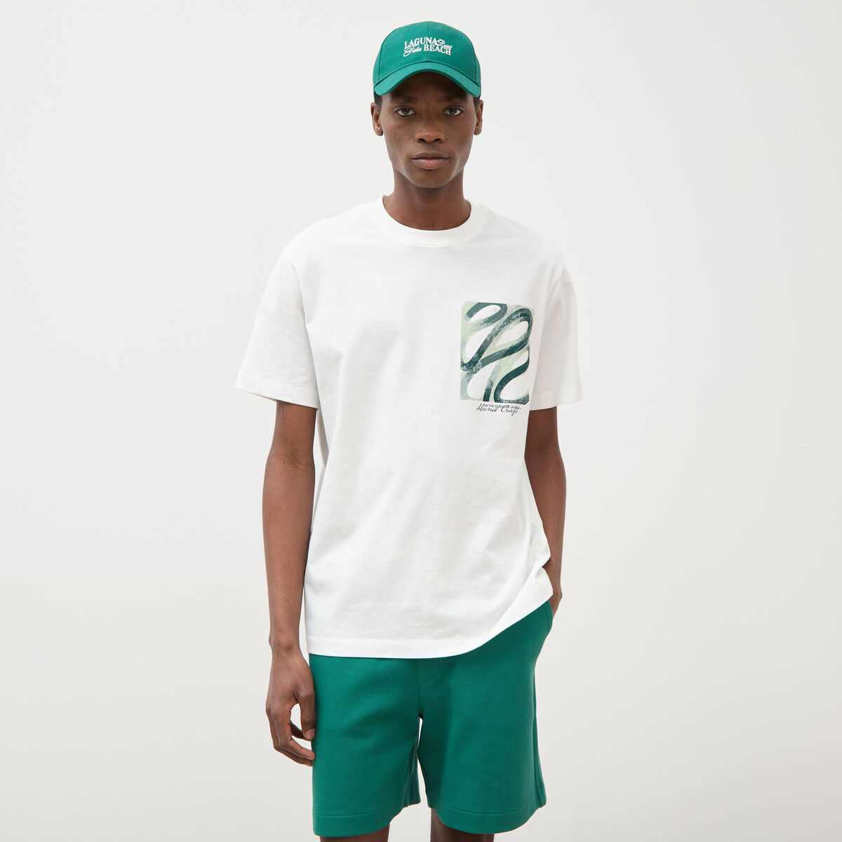 T-shirt ample en coton manches courtes ecru homme