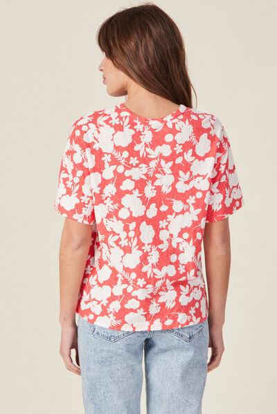 T-shirt manches courtes rose corail femme