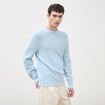 Pull col rond manches longues en coton bleu ciel homme
