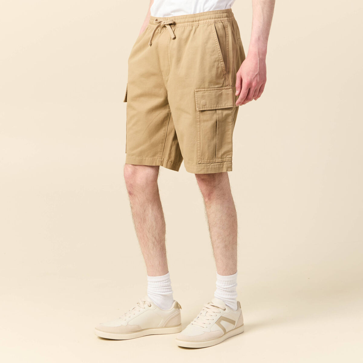 Bermuda droit cargo taupe homme
