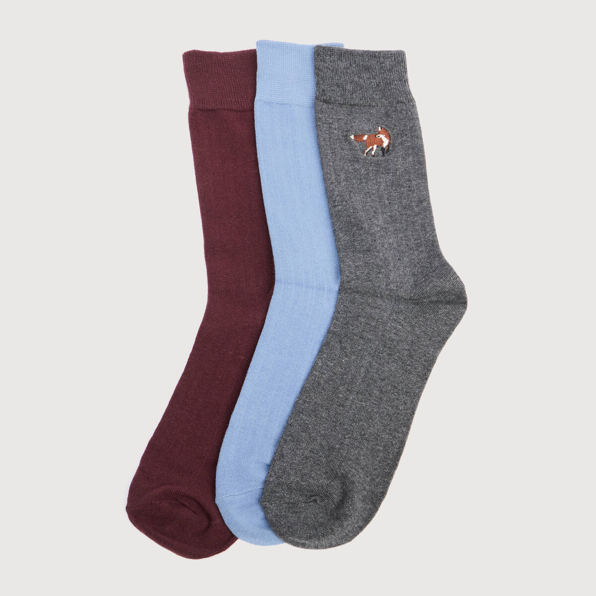Lot de 3 paires de chaussettes hautes prune homme